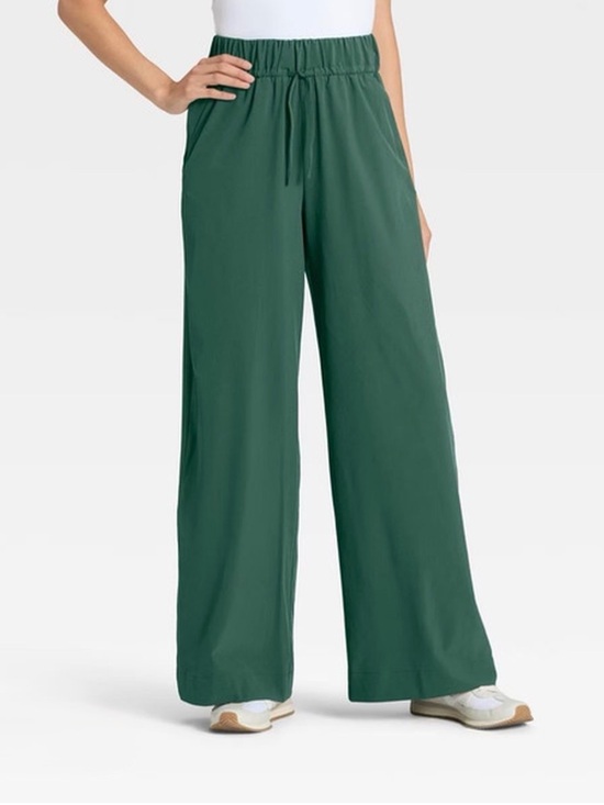 all in motion Pants - All in motion Active Light High-Rise Wide Leg Drawstring Pants in Forest Green